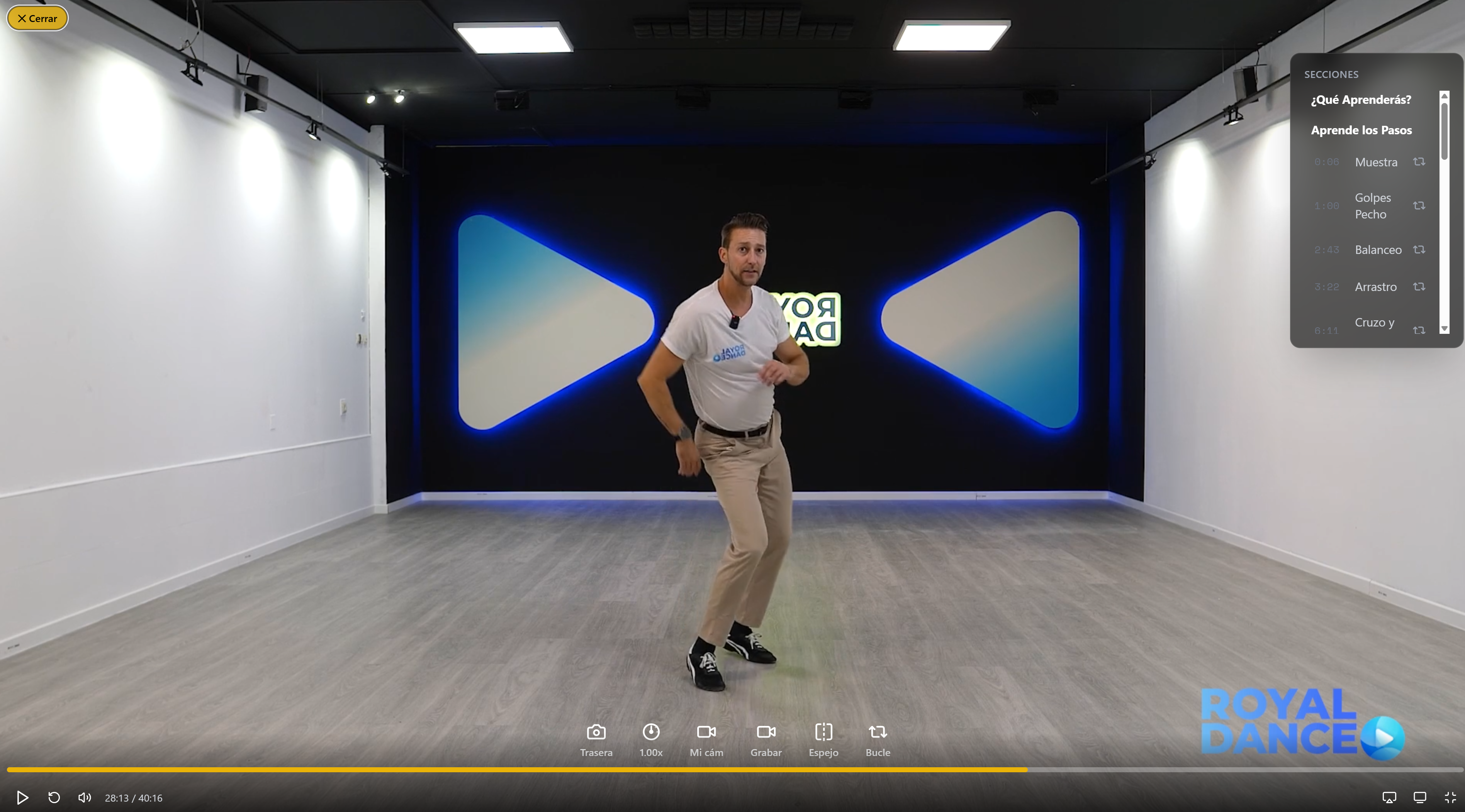 Reproductor con secciones — TV